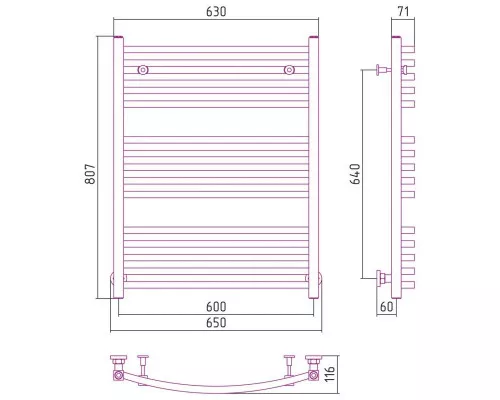 Купить Полотенцесушитель водяной 800х600 белый глянец Сунержа Аркус 12-0251-8060 в магазине сантехники Santeh-Crystal.ru