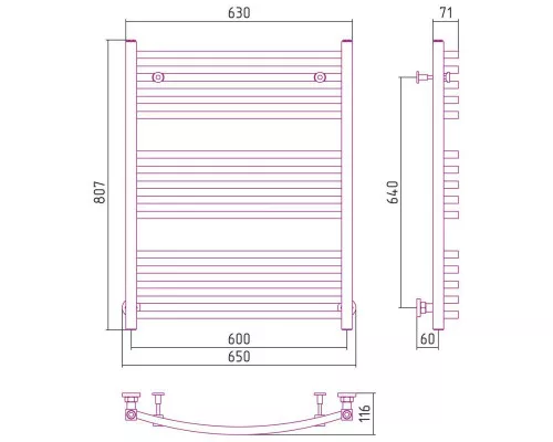 Заказать Полотенцесушитель водяной 800х600 черный матовый Сунержа Аркус 31-0251-8060 в магазине сантехники Santeh-Crystal.ru