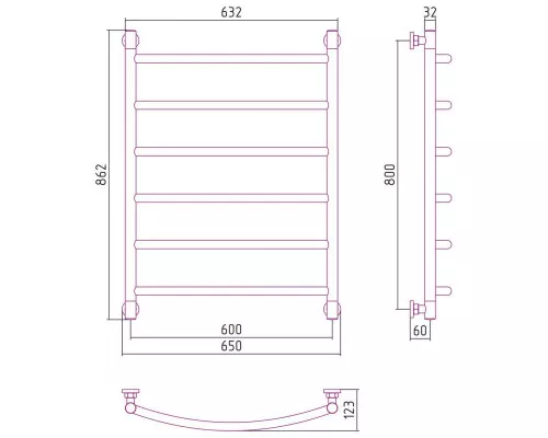 Купить Полотенцесушитель водяной 800х600 белый матовый Сунержа Галант+ 30-0200-8060 в магазине сантехники Santeh-Crystal.ru