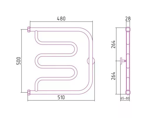 Купить Полотенцесушитель водяной 500х500 шампань матовая Сунержа Лира 022-0011-5050 в магазине сантехники Santeh-Crystal.ru