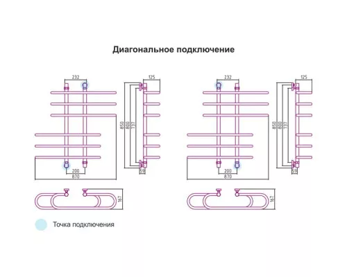 Заказать Полотенцесушитель водяной 800x900 подключение диагональное/нижнее Сунержа Фурор 00-0108-8090 в магазине сантехники Santeh-Crystal.ru