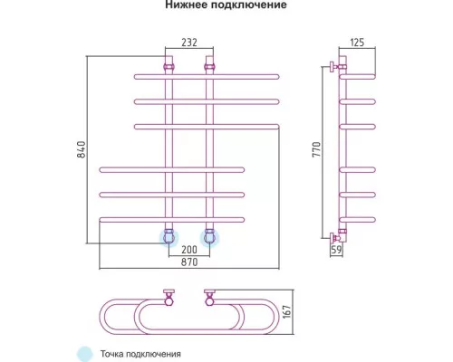 Заказать Полотенцесушитель водяной 800x900 подключение диагональное/нижнее Сунержа Фурор 00-0108-8090 в магазине сантехники Santeh-Crystal.ru
