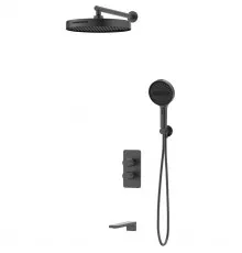 Душевой комплект Vincea Domus VSFW-5DM1GM 300 мм, со смесителем, вороненая сталь