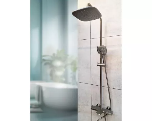 Душевая система AltroBagno Lamberto AltroBagnoLamberto030426GrMt 290x190 мм, с термостатом, оружейная сталь