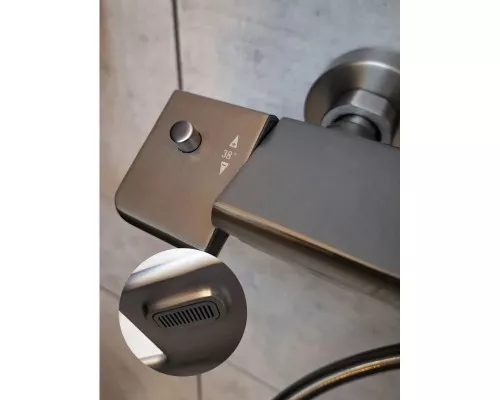 Душевая система AltroBagno Lamberto AltroBagnoLamberto030426GrMt 290x190 мм, с термостатом, оружейная сталь