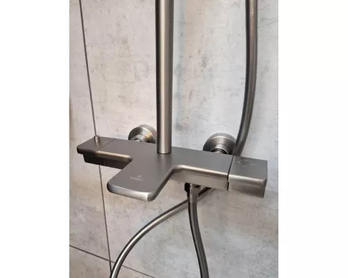 Душевая система AltroBagno Lamberto AltroBagnoLamberto030426GrMt 290x190 мм, с термостатом, оружейная сталь