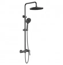 Душевая система Vincea Arco VSFS-4AR1GM 225 мм, со смесителем, вороненая сталь