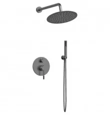 Душевой комплект Vincea Desire VSFW-1D1GM 255 мм, со смесителем, вороненая сталь
