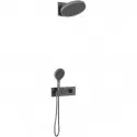 Душевой комплект Vincea VSFW-422TI3GM 300 мм, с термостатом, вороненая сталь