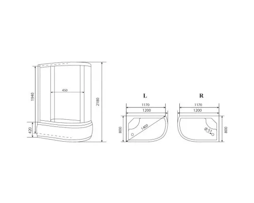 Купить Душевая кабина 120x80x218 см Timo Eco TE-0720 L матовое в магазине сантехники Santeh-Crystal.ru