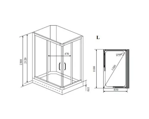 Купить Душевая кабина 110x85x230 см Timo Lux TL-1504 L прозрачное в магазине сантехники Santeh-Crystal.ru