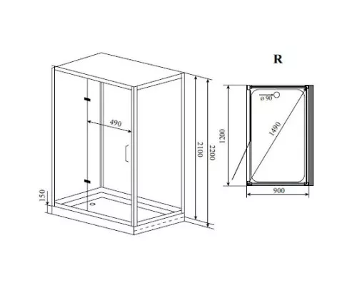 Заказать Душевая кабина 120x90x220 см Timo Puro H-510 R прозрачное в магазине сантехники Santeh-Crystal.ru