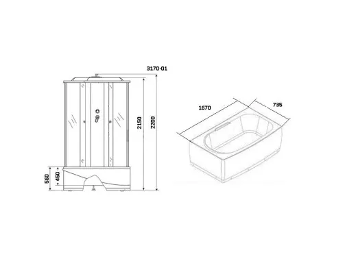 Купить Душевая кабина 167х73,5х220 см Niagara NG-3170-01 интимато в магазине сантехники Santeh-Crystal.ru
