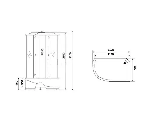 Купить Душевая кабина 117х80х220 см Niagara NG-1910-01R тонированное в магазине сантехники Santeh-Crystal.ru