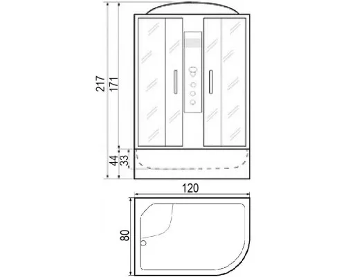 Заказать Душевая кабина 120х80х217 River TEMZA 120/80/44 L MT в магазине сантехники Santeh-Crystal.ru