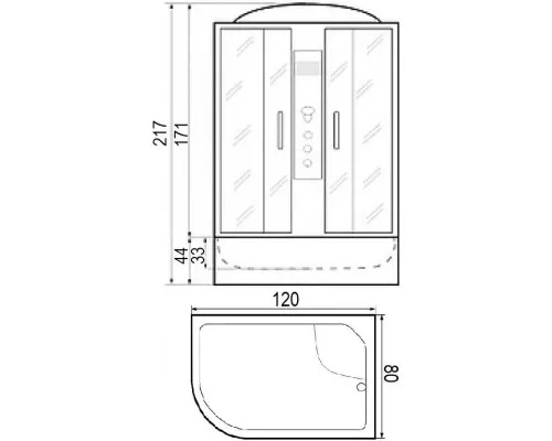 Приобрести Душевая кабина 120х80х217 River TEMZA 120/80/44 R TH в магазине сантехники Santeh-Crystal.ru
