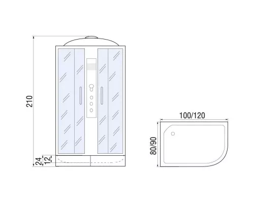 Приобрести Душевая кабина 100х80х210 River DESNA 100/80/24 МТ L в магазине сантехники Santeh-Crystal.ru