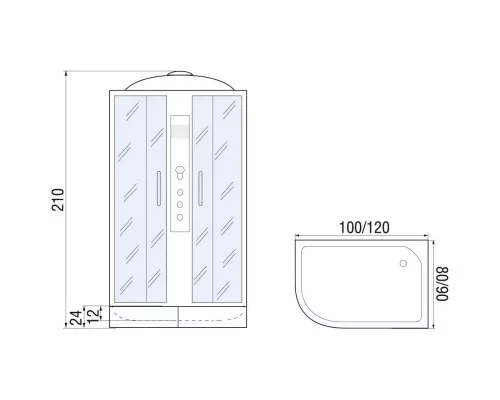 Приобрести Душевая кабина 100х80х210 River DESNA 100/80/24 МТ R в магазине сантехники Santeh-Crystal.ru