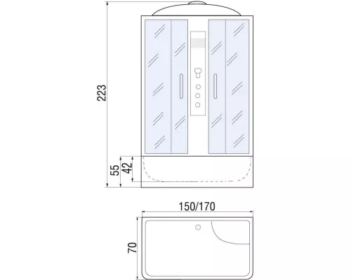 Купить Душевая кабина 170х70х223 River SENA 170/70/50 МТ в магазине сантехники Santeh-Crystal.ru