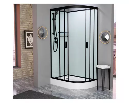 Купить Душевая кабина 110x80x215 см Frank F411L М Black 20055 текстурное стекло в магазине сантехники Santeh-Crystal.ru