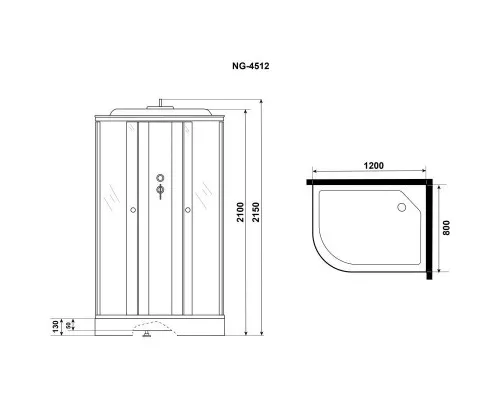 Купить Душевая кабина 120х80х215 см Niagara E120/80/13R/TN тонированное в магазине сантехники Santeh-Crystal.ru