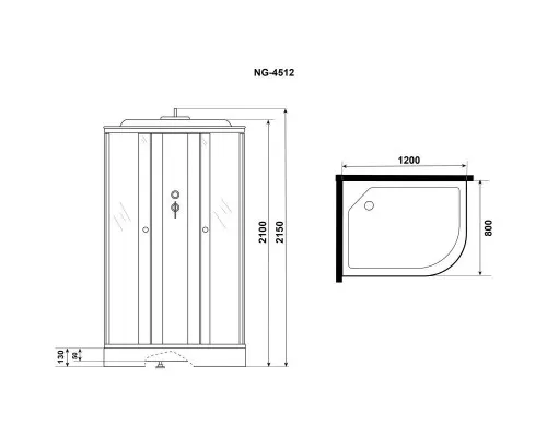 Заказать Душевая кабина 120х80х215 см Niagara E120/80/13L/TN тонированное в магазине сантехники Santeh-Crystal.ru