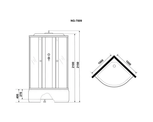 Приобрести Душевая кабина 100х100х215 см Niagara E100/40/TN тонированное в магазине сантехники Santeh-Crystal.ru