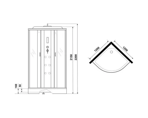 Заказать Душевая кабина 120х120х220 см Niagara NG-7012-01 интимато в магазине сантехники Santeh-Crystal.ru