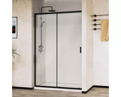 Душевая дверь Vincea City VDS-5CT150CLB 150 см, профиль черный матовый, стекло прозрачное