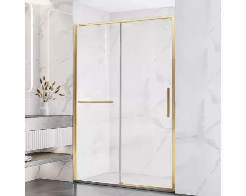 Душевая дверь Vincea Slim Soft VDS-1SS120CLG 120 см, профиль золотой матовый, стекло прозрачное
