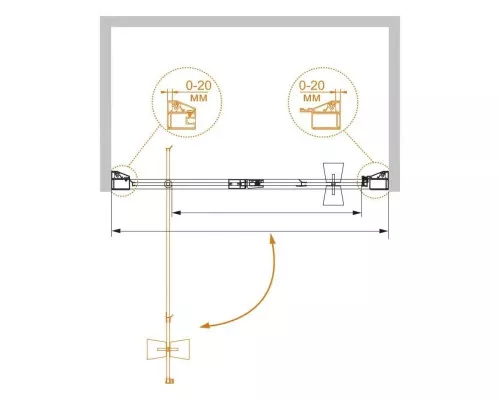 Заказать Душевая дверь распашная Cezares Rosa 90 см ROSA-BA-1-90-RO-Bi в магазине сантехники Santeh-Crystal.ru
