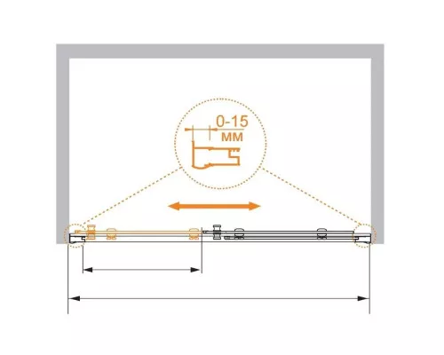 Заказать Душевая дверь раздвижная Cezares Pratico 100 см текстурное стекло PRATICO-BF-1-100-P-Cr в магазине сантехники Santeh-Crystal.ru