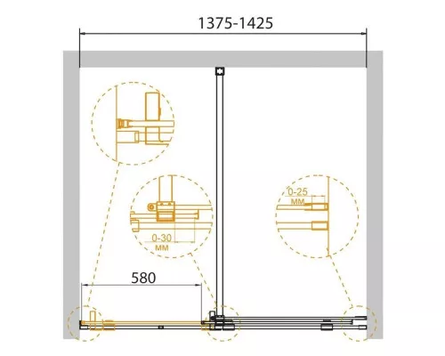 Заказать Душевая дверь 140 см Cezares STREAM-BF-1-140-C-Cr прозрачное в магазине сантехники Santeh-Crystal.ru