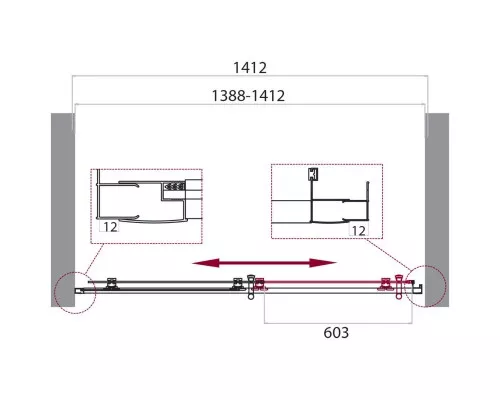 Купить Душевая дверь 140 см BelBagno UNO-195-BF-1-140-C-NERO прозрачное в магазине сантехники Santeh-Crystal.ru