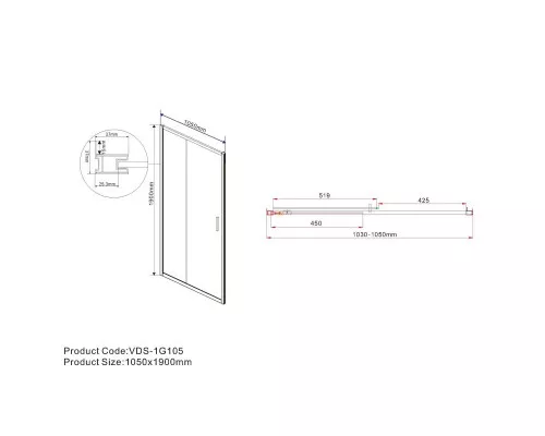 Душевая дверь 105 см Vincea Garda VDS-1G105CH шиншилла