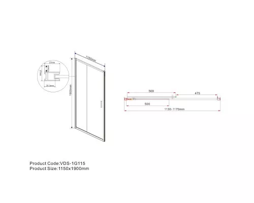 Душевая дверь 115 см Vincea Garda VDS-1G115CH шиншилла