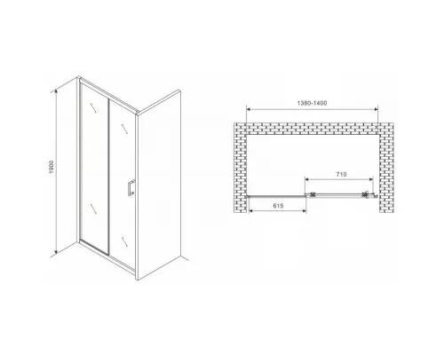 Купить Душевая дверь 140 см Abber Schwarzer Diamant AG30140B5 прозрачное в магазине сантехники Santeh-Crystal.ru