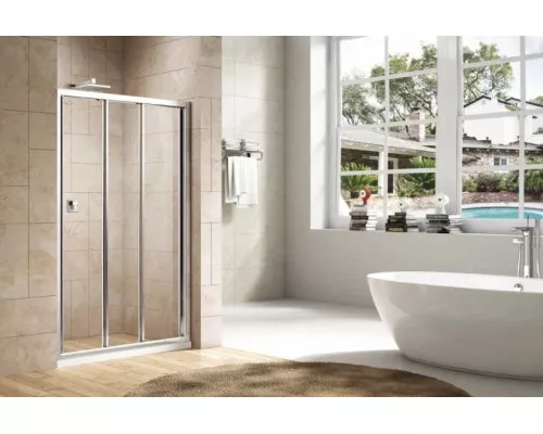 Заказать Душевая дверь 100 см Cezares FAMILY-B-BF-3-100-P-Cr текстурное стекло в магазине сантехники Santeh-Crystal.ru