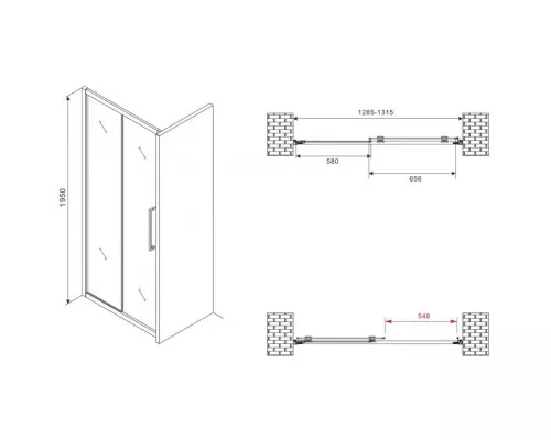 Приобрести Душевая дверь 130 см Abber Schwarzer Diamant AG30130BMH матовое в магазине сантехники Santeh-Crystal.ru