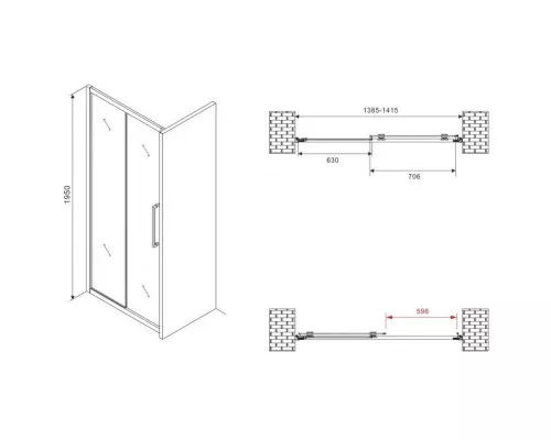 Заказать Душевая дверь 140 см Abber Schwarzer Diamant AG30100BMH матовое в магазине сантехники Santeh-Crystal.ru