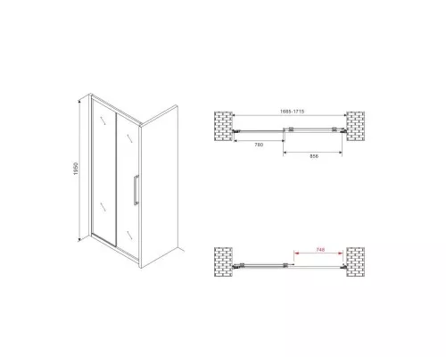 Заказать Душевая дверь 170 см Abber Schwarzer Diamant AG30170BMH матовое в магазине сантехники Santeh-Crystal.ru