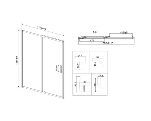 Заказать Душевая дверь 110 см Vincea City VDS-5CT110CL прозрачное в магазине сантехники Santeh-Crystal.ru
