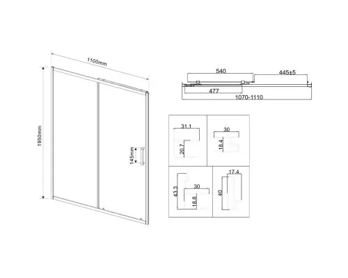 Приобрести Душевая дверь 110 см Vincea City VDS-5CT110MT текстурное в магазине сантехники Santeh-Crystal.ru