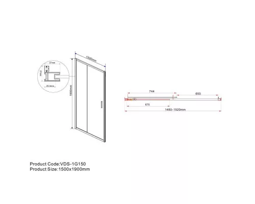 Заказать Душевая дверь 150 см Vincea Garda VDS-1G150CLB прозрачное в магазине сантехники Santeh-Crystal.ru