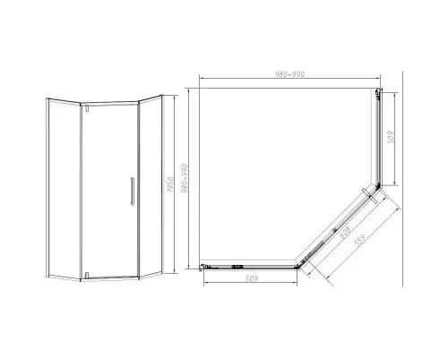 Душевой уголок Vincea Slim-N VSP-4SN100CLGM 99x99 см, профиль вороненая сталь, стекло прозрачное