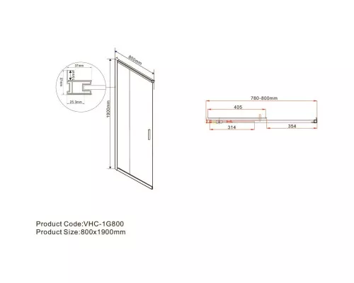 Душевой уголок Vincea Garda VSS-1G8010CLG 100x80 см, профиль золотой матовый, стекло прозрачное