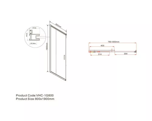 Душевой уголок Vincea Garda VSS-1G8012CLG 120x80 см, профиль золотой матовый, стекло прозрачное