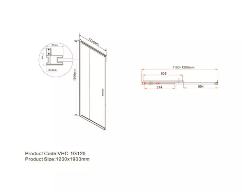 Душевой уголок Vincea Garda VSS-1G1212CLG 120x120 см, профиль золотой матовый, стекло прозрачное