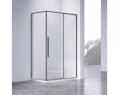 Душевой уголок Vincea Slim-N VSR-4SN9011CLGM 110x89 см, профиль вороненая сталь, стекло прозрачное