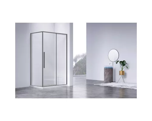 Душевой уголок Vincea Slim-N VSR-4SN9011CLGM 110x89 см, профиль вороненая сталь, стекло прозрачное